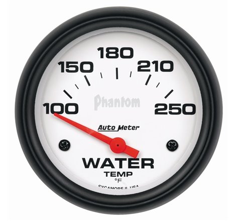 Autometer Phantom 66mm 100-250 Deg F Short Sweep Electonic Water Temperature Gauge