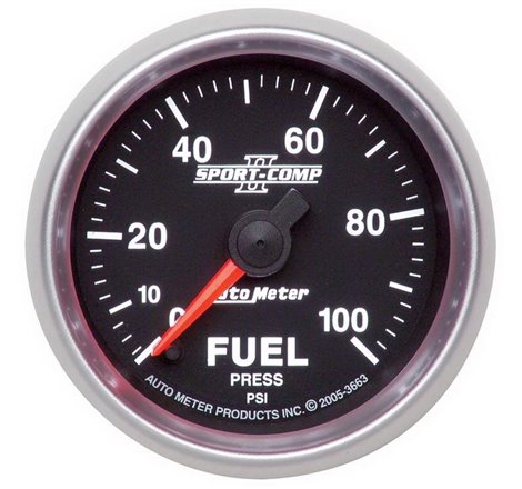 Autometer Sport-Comp II 52mm 0-100 PSI Full Sweep Electronic Fuel Pressure Gauge