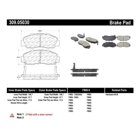 StopTech Performance 97-99 Acura CL/ 97-01 Integra Type R/91-95 Legend/91-05 NSX Front Brake Pads