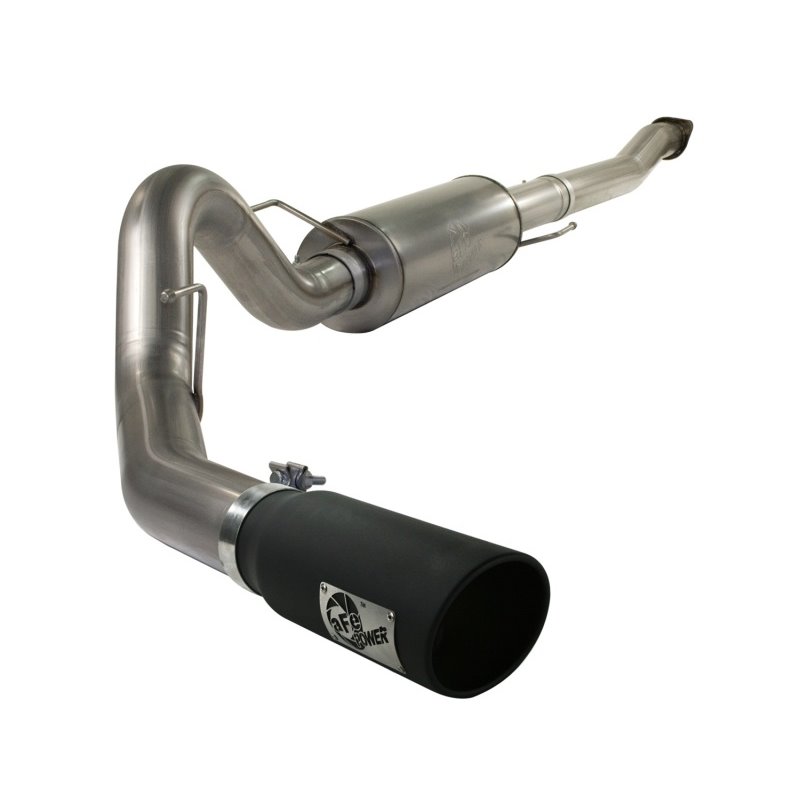 aFe MACHForce XP Exhaust Cat-Back SS-409 4in Black Tip 11-12 Ford F-150 EcoBoost V6-3.5L (tt)