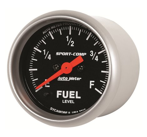 Autometer Sport Comp 52mm Full Sweep Electronic Fuel Level Programmable Empty-Full Range Gauge