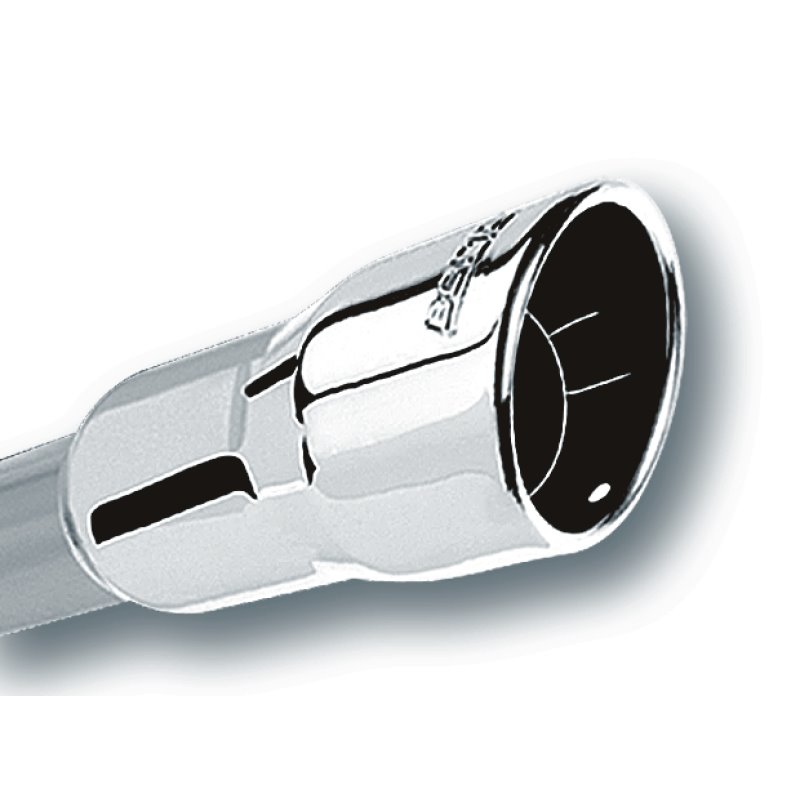 Borla 2.25in Inlet 3.5in Round Rolled Angle Cut Intercooled Outlet x 6.5in Long Embossed Tip