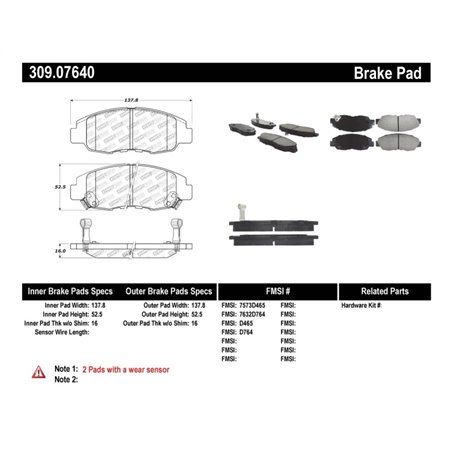 StopTech Performance 98-02 Honda Accord Coupe/Sedan 4cyl Rear Drum/Disc Front Brake Pads