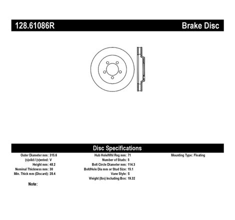 StopTech Power Slot 05-10 Mustang GT V8-4.6L Front Right Drilled Rotor