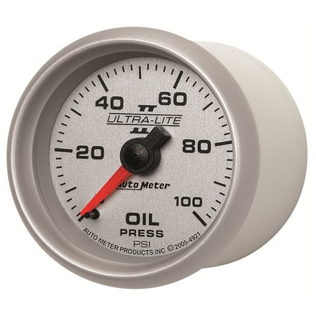 Autometer Ultra-Lite II 52mm 0-100 PSI Mechanical Oil Pressure Gauge