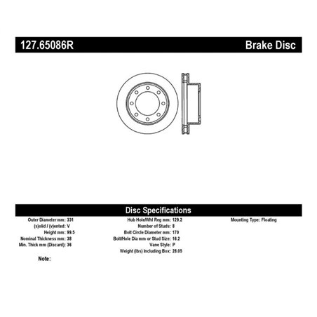 StopTech 00-05 Ford Excursion 4WD / 99-04 F250/F350 Pickup Front Slotted & Drilled Right Rotor