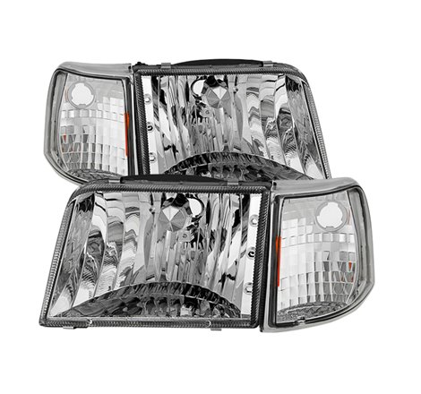 Xtune Ford Ranger 93-97 Crystal Headlights w/ Corner Lights 4pcs Sets Chrome HD-JH-FR93-SET-C