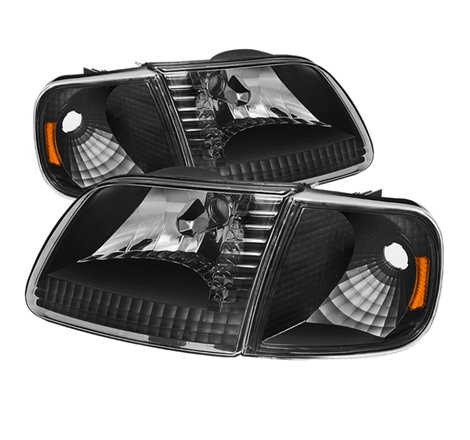 Xtune Ford F150 97-03 / Expedition 97-02 Crystal Headlights w/Corner Black HD-JH-FF15097-SET-AM-BK