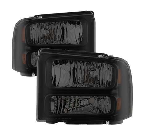 Xtune Ford F250 F350 F450 Superduty Excursion 99-04 Headlights Black Smoked HD-JH-FF25099-HA-BSM