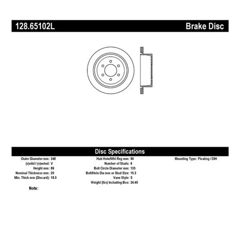 StopTech 04-09 Ford F150 2WD / 04-09 F150 4WD Drilled Left Rear Rotor