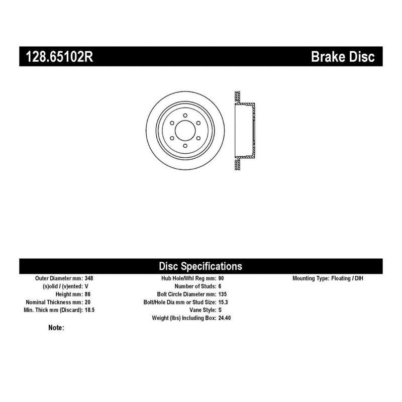 StopTech 04-09 Ford F150 2WD / 04-09 F150 4WD Drilled Right Rear Rotor