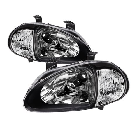 Xtune Honda Del Sol 93-97 1Pc Crystal Headlights Black HD-ON-HDEL93-1P-BK