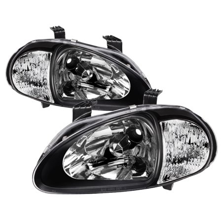 Xtune Honda Del Sol 93-97 1Pc Crystal Headlights Black HD-ON-HDEL93-1P-BK