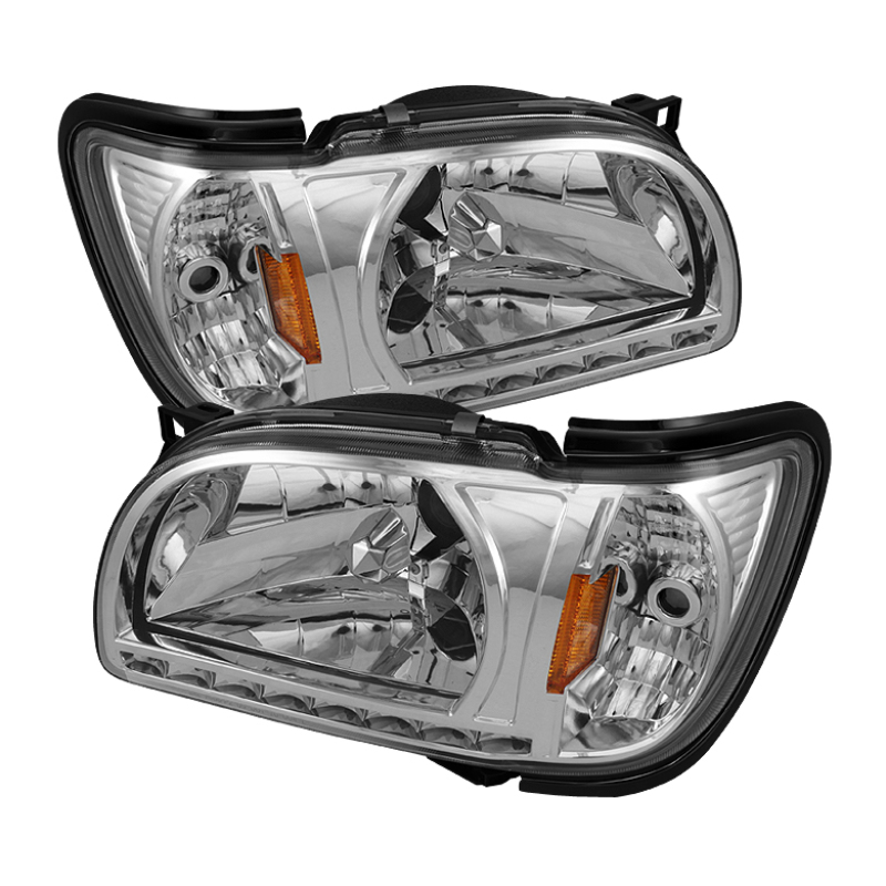 Xtune Toyota Tacoma 01-04 1 Piece w/ Black Trim Corner Crystal Headlights HD-ON-TT01-1PC-LED-C