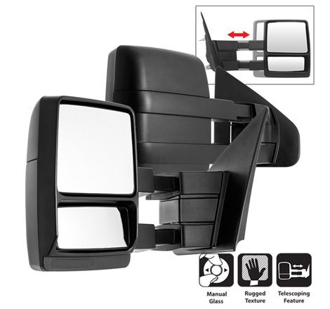 Xtune Pair Ford Superduty 04-14 Manual Telescoping Mirrors MIR-FF15004-MA-SET