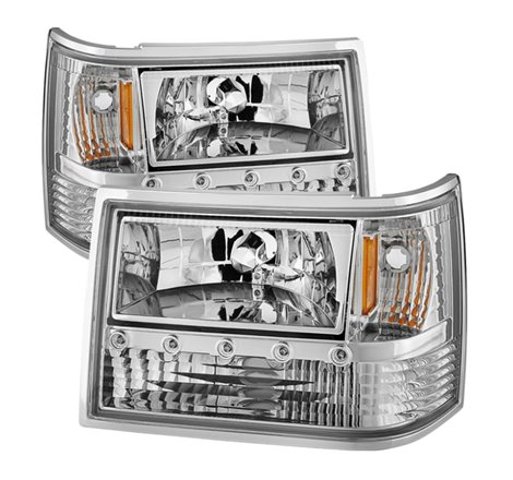 Xtune Jeep Grand Cherokee 93-98 1Pc Crystal Headlights Chrome HD-ON-JGC93-1PC-LED-C