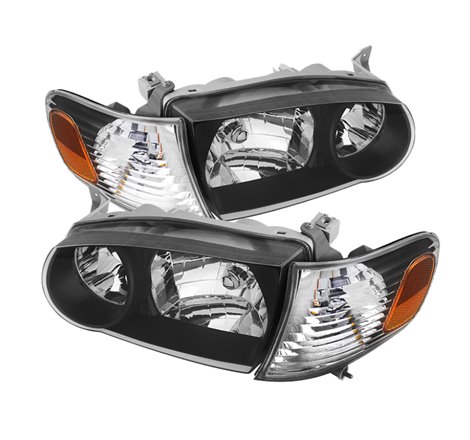 Xtune Toyota Corolla 01-02 Crystal Headlights w/ Amber Corner Lights Black HD-JH-TC01-AM-BK