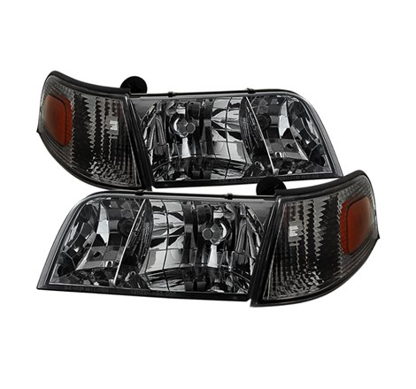 Xtune Crown Victoria 98-11 Crystal Headlights w/ Corner Lights Set Smoked HD-JH-CRVI98-SET-SM