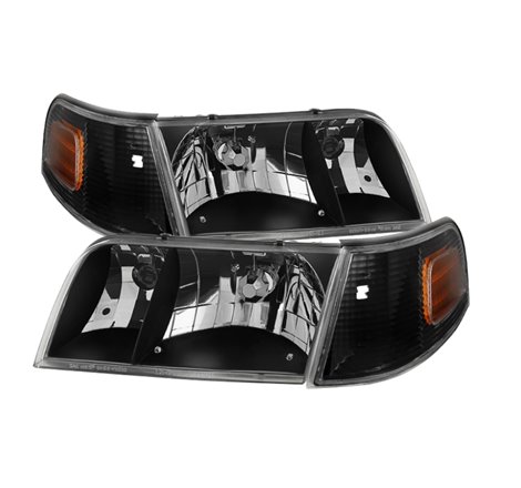 Xtune Crown Victoria 98-11 Crystal Headlights w/ Corner Lights Set Black HD-JH-CRVI98-SET-BK