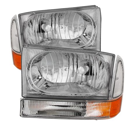 Xtune Ford F250/350/450 Superduty 99-04 Crystal Headlights w/ Bumper Lights HD-JH-FF25099-AM-C