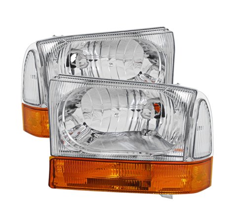 Xtune Ford F250/350/450 Superduty 99-04 Crystal Headlights Chrome HD-JH-FF25099-AMB