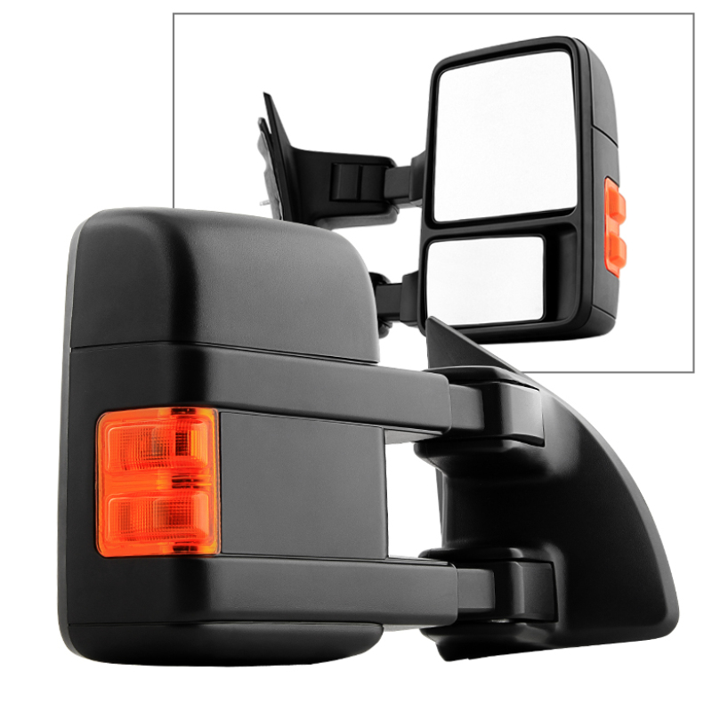 Xtune Ford Superduty 99-14 Manual Extendable Manual Adjust Mirror Amber- Right MIR-FDSD08S-MA-AM-R