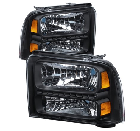 Xtune Ford F250/350/450 Super Duty 05-07 Crystal Headlights w/ LED Black HD-JH-FS05-LED-BK