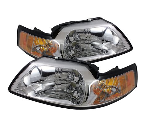 Xtune Ford MUStang 99-04 Amber Crystal Headlights Chrome HD-JH-FM99-AM-C