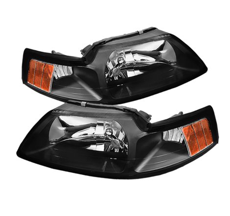 Xtune Ford MUStang 99-04 OEM Amber Headlights Black HD-JH-FM99-AM-BK