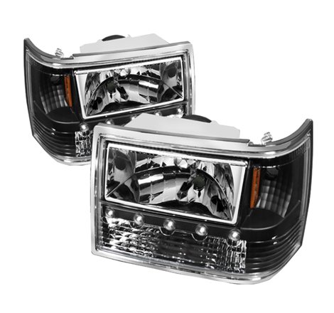 Xtune Jeep Grand Cherokee 93-98 1Pc Crystal Headlights Black HD-ON-JGC93-1PC-LED-BK