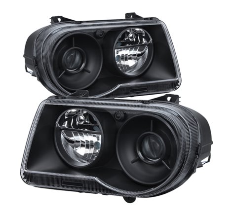 Xtune Chrysler 300C w/ Halogen Projection Style Only 05-10 Headlights Black HD-JH-C300C-BK