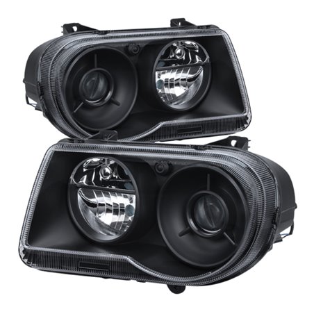 Xtune Chrysler 300C w/ Halogen Projection Style Only 05-10 Headlights Black HD-JH-C300C-BK