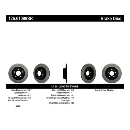 StopTech 13 Ford Focus ST Slotted Right Rear Rotor