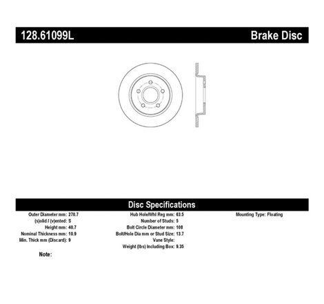 StopTech 13 Ford Focus ST Drilled Left Rear Rotor