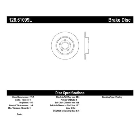 StopTech 13 Ford Focus ST Drilled Left Rear Rotor