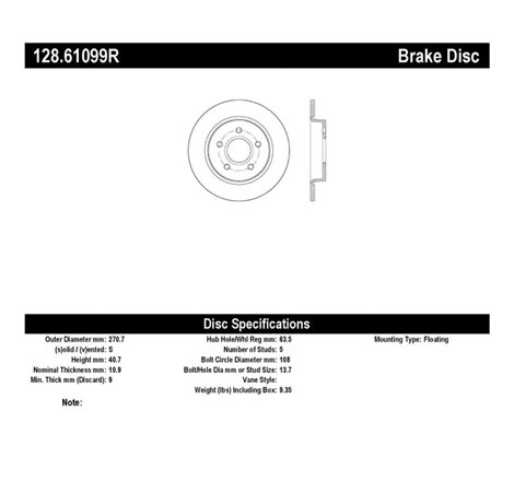 StopTech 13 Ford Focus ST Drilled Right Rear Rotor