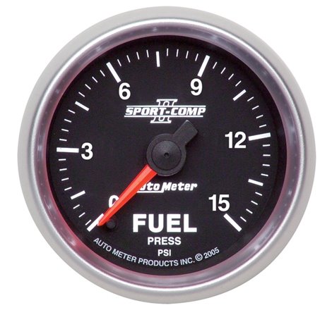 Autometer Sport-Comp II 52mm 0-15 PSI Full Sweep Electronic Fuel Pressure Gauge