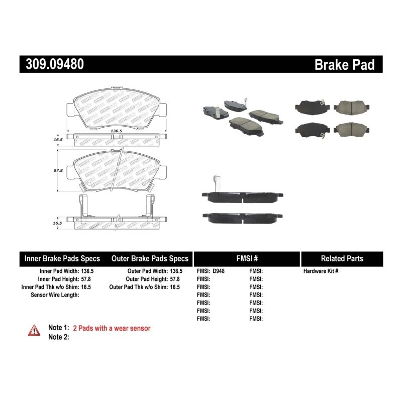 StopTech Performance 06-11 Honda Civic Sedan Hybrid Front Brake Pads