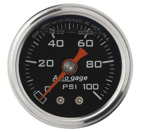 Autometer AutoGage 1.5in Liquid Filled Mechanical 0-100 PSI Fuel Pressure Gauge