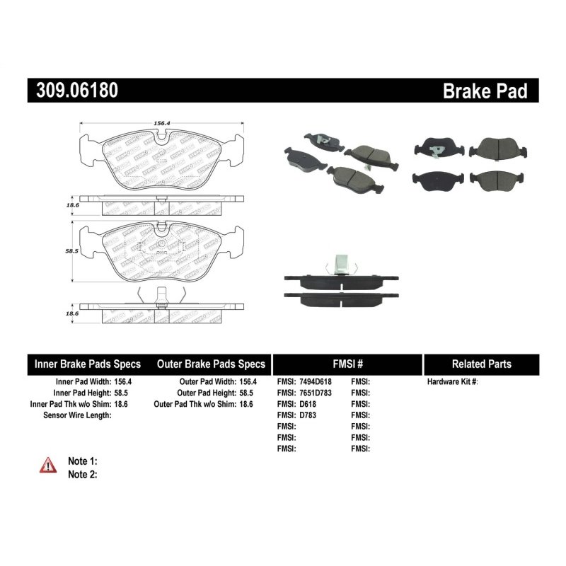 StopTech Performance 98-04 Volvo S60/98-00 S70/98-00 V70/93-97 850 Series Front Brake Pads