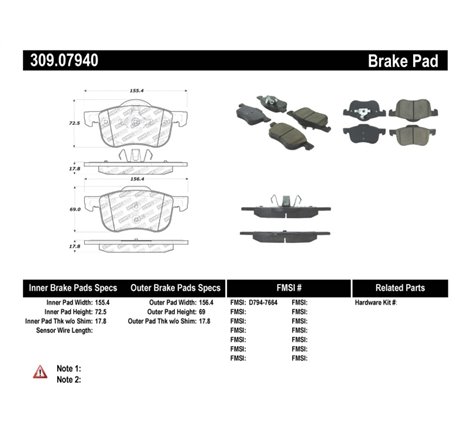 StopTech Performance 01-09 Volvo S60 / 99-06 S80 / 01-07 V70/V70R Front Brake Pads