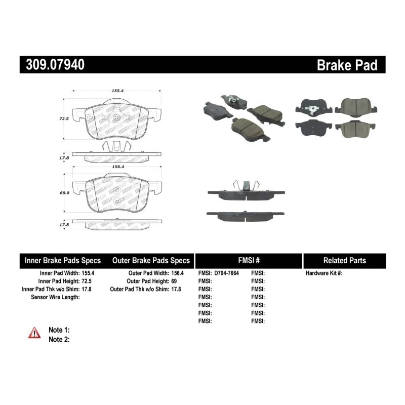 StopTech Performance 01-09 Volvo S60 / 99-06 S80 / 01-07 V70/V70R Front Brake Pads