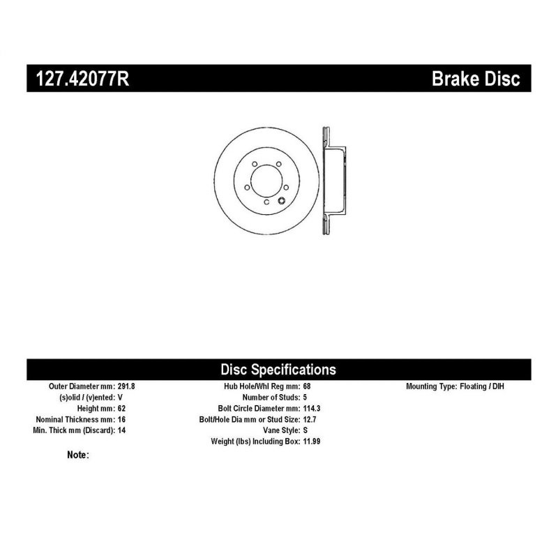 StopTech 03-05 350Z / 03-04 G35 / 03-05 G35X SportStop Slotted & Drilled Rear Right Rotor