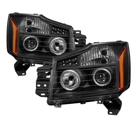 Xtune Nissan Titan 04-14 Projector Headlights LED Halo Black PRO-JH-NTI04-LED-BK