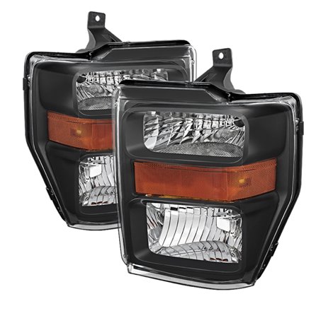 Xtune Ford F250/350/450 Super Duty 08-10 OEM Headlights Black HD-JH-FS08-AM-BK