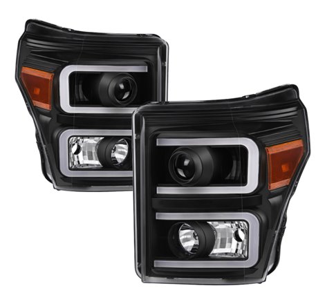 Xtune Ford Super Duty 11-16 Projector Headlights Light Bar Drl Black PRO-JH-FS11-LBBRL-BK