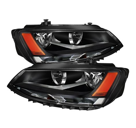 Xtune Volkswagen Jetta 11-14 Amber Crystal Headlights Black HD-JH-VJ11-AM-BK