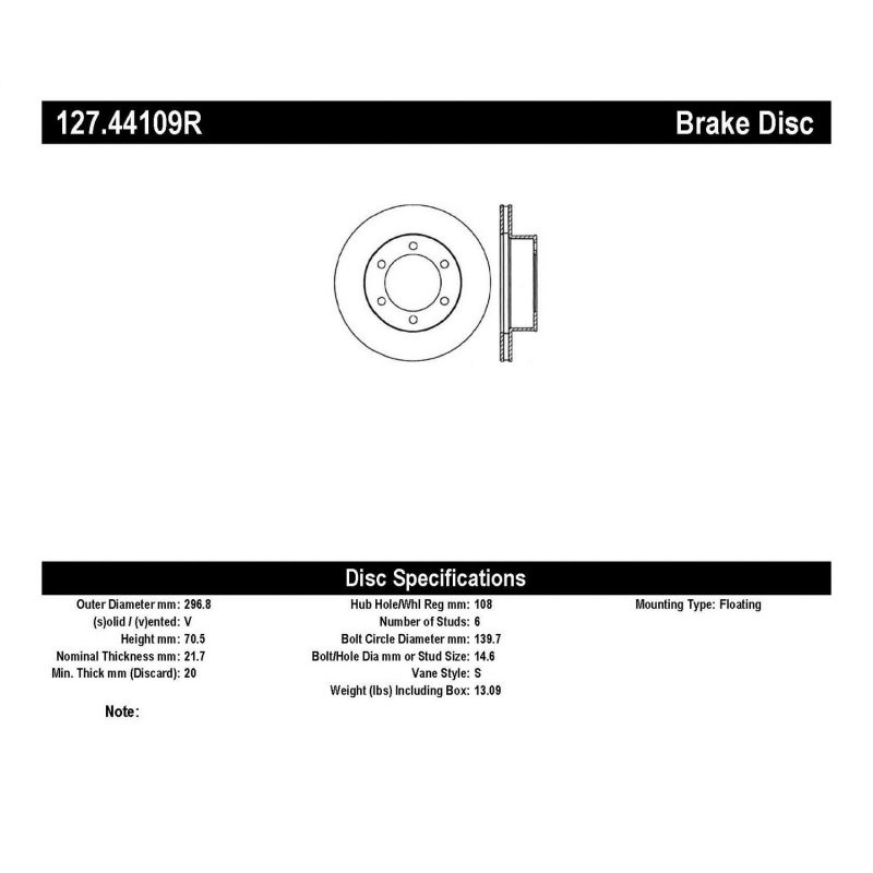 StopTech 95-03 Toyota Tacoma (6 Lug) / 96-00 4Runner Front Right Slotted & Drilled Rotor