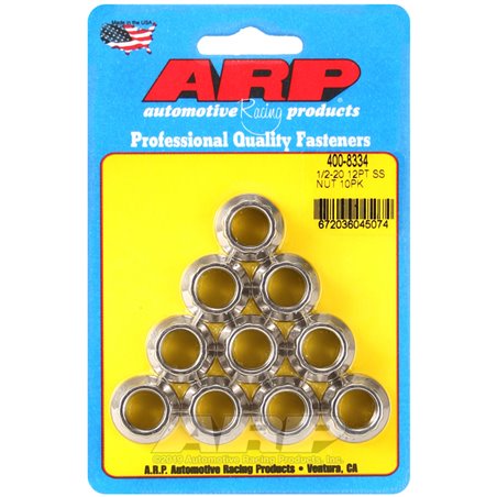 ARP 1/2in x 20 SS 12pt Nut Kit (10/pkg)