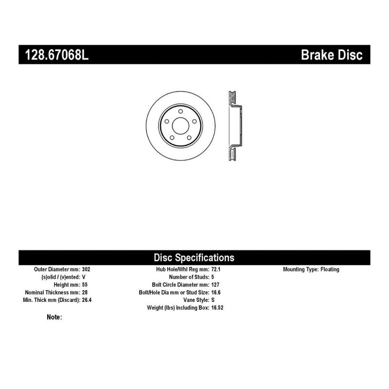 StopTech 07-13 Jeep Wrangler Drilled Left Front Rotor